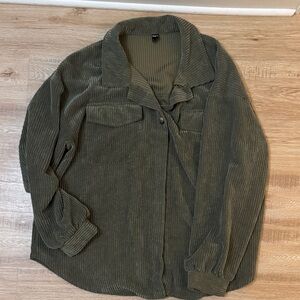SHEIN Olive Green Corduroy Sweater